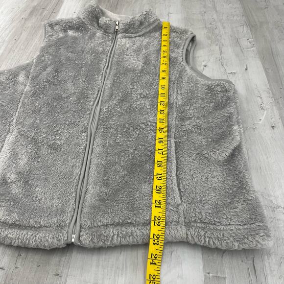Croft & Barrow Gray Zip Up Sleeveless Soft Fleece Vest Pockets Large - Picture 8 of 8